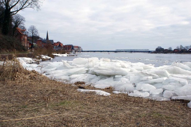 Lauenburg, Eis auf Elbe