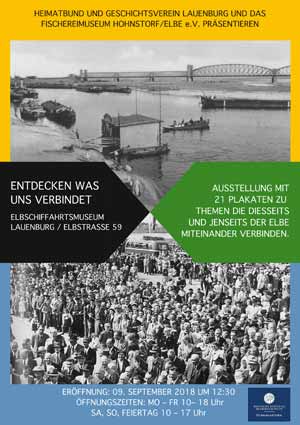 Werbe-Plakat für die Ausstellung 2018, Motto: Entdecken, was uns verbindet, in Lauenburg